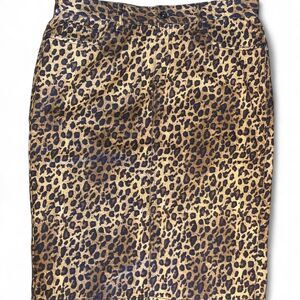 Ralph Lauren Women's Leopard Print Denim Midi Skirt SZ 10